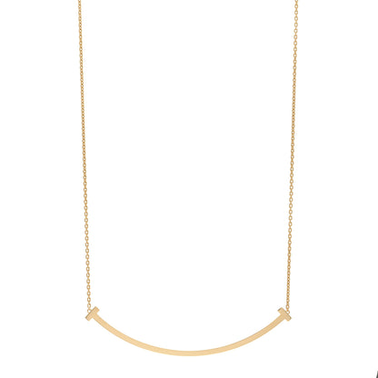 Tiffany 18K Yellow Gold Extra Large T Smile Pendant Necklace 1 of 4