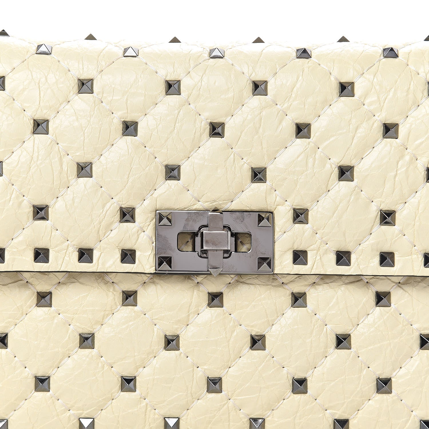 Valentino Garavani Craquele Nappa Medium Rockstud Spike Shoulder Bag Light Ivory 11 of 11