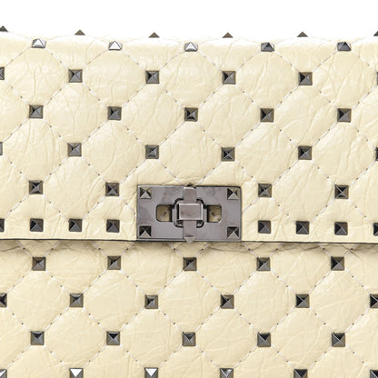 Valentino Garavani Craquele Nappa Medium Rockstud Spike Shoulder Bag Light Ivory 11 of 11