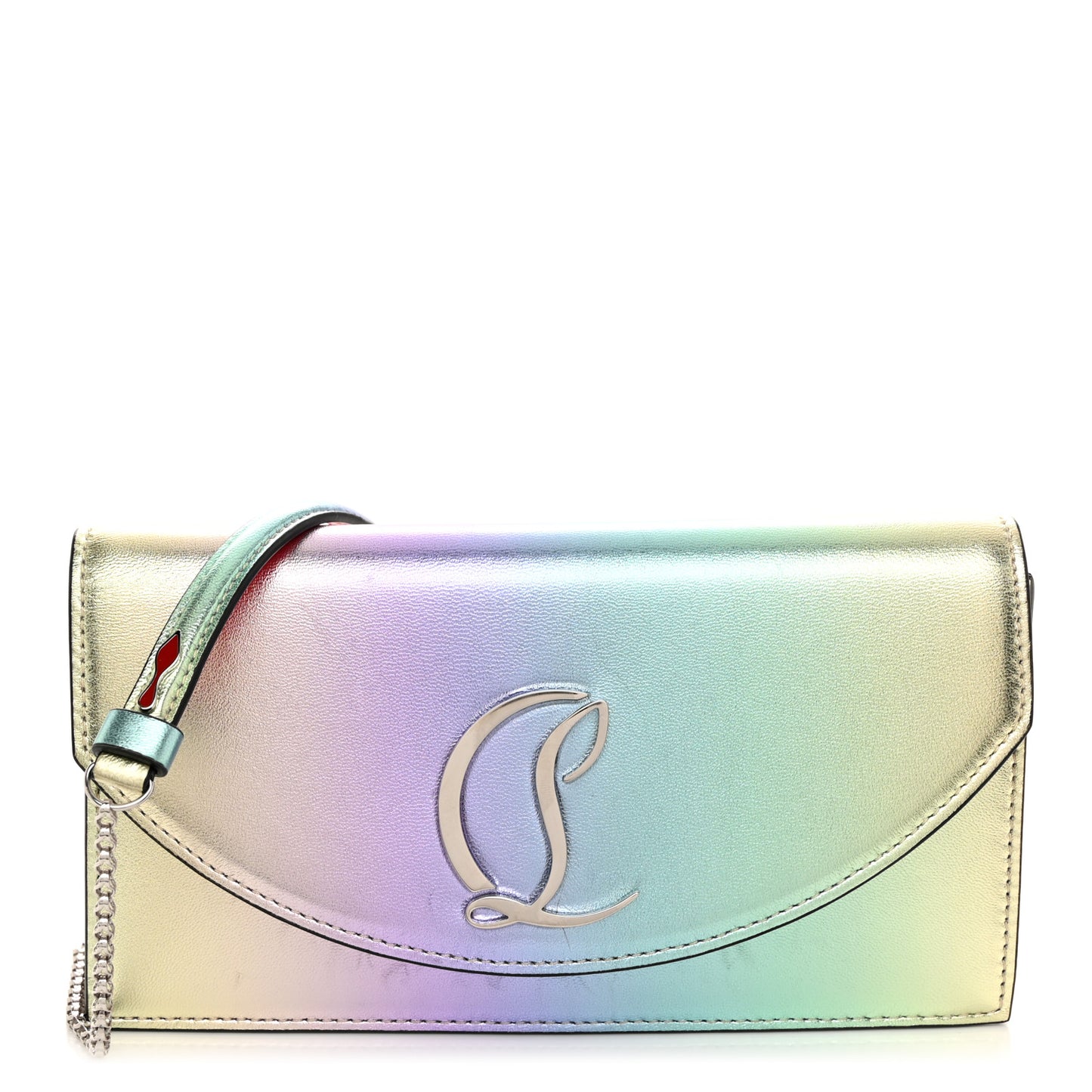Metallic Nappa Loubi54 Crossbody Clutch Multicolor Silver