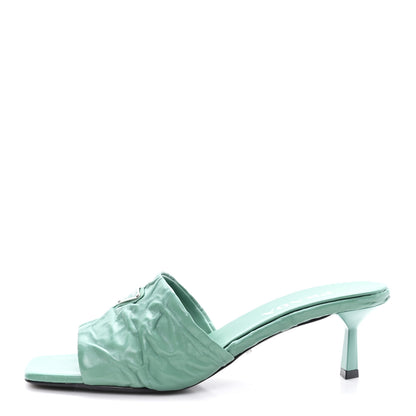Prada Nappa Antique Metal Triangle Logo 55mm Slide Sandals 40 Salvia 1 of 9
