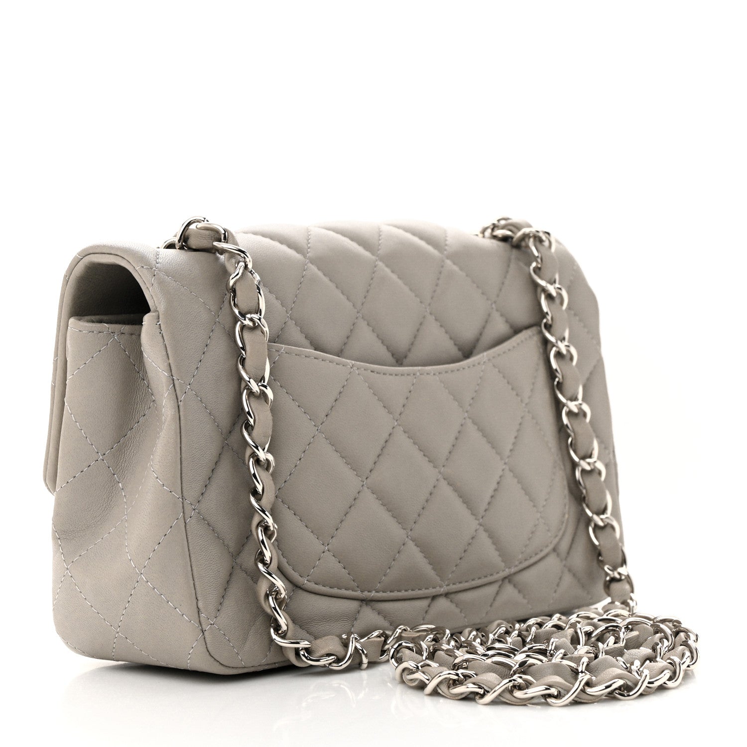 Chanel Lambskin Quilted Mini Rectangular Flap Grey 3 of 13