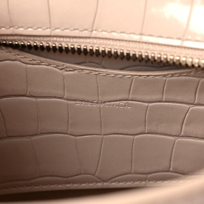 Balenciaga Shiny Supple Calfskin Crocodile Embossed Neo Classic Gold Hardware Mini City Light Beige 6 of 12