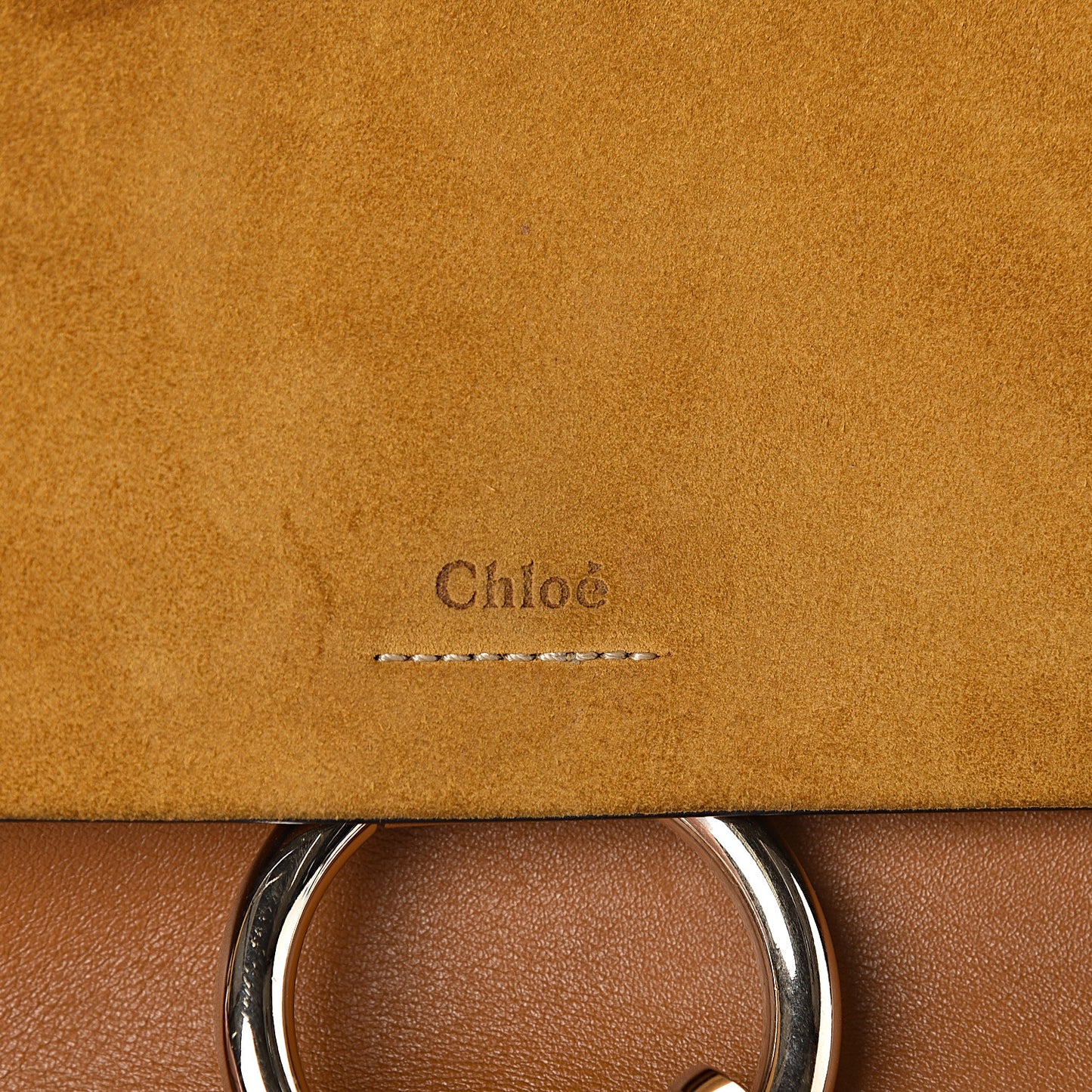 Suede Calfskin Medium Faye Shoulder Bag Mustard Brown