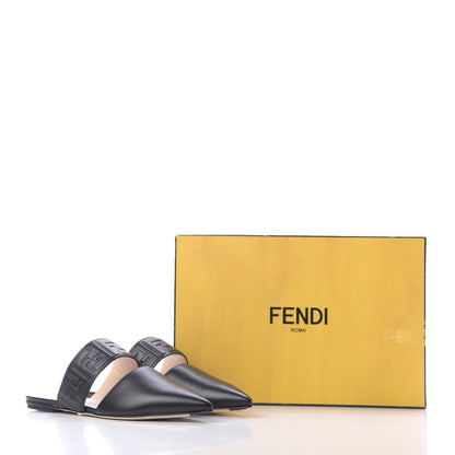 Fendi Nappa FF Embossed Flat Mules 37 Black 11 of 11