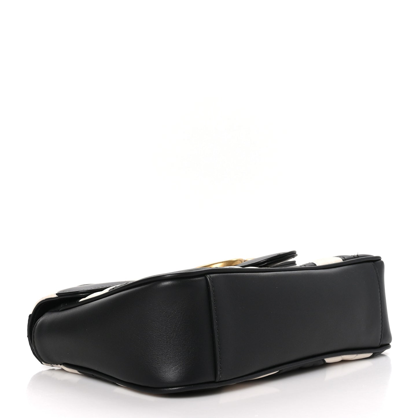 Calfskin Matelasse Small GG Marmont Shoulder Bag Black White