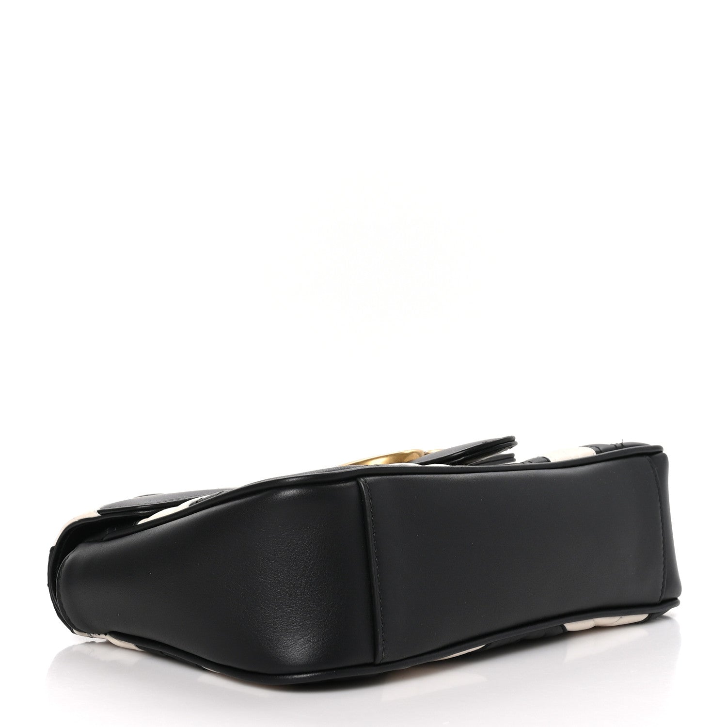 Gucci Calfskin Matelasse Small GG Marmont Shoulder Bag Black White 4 of 11