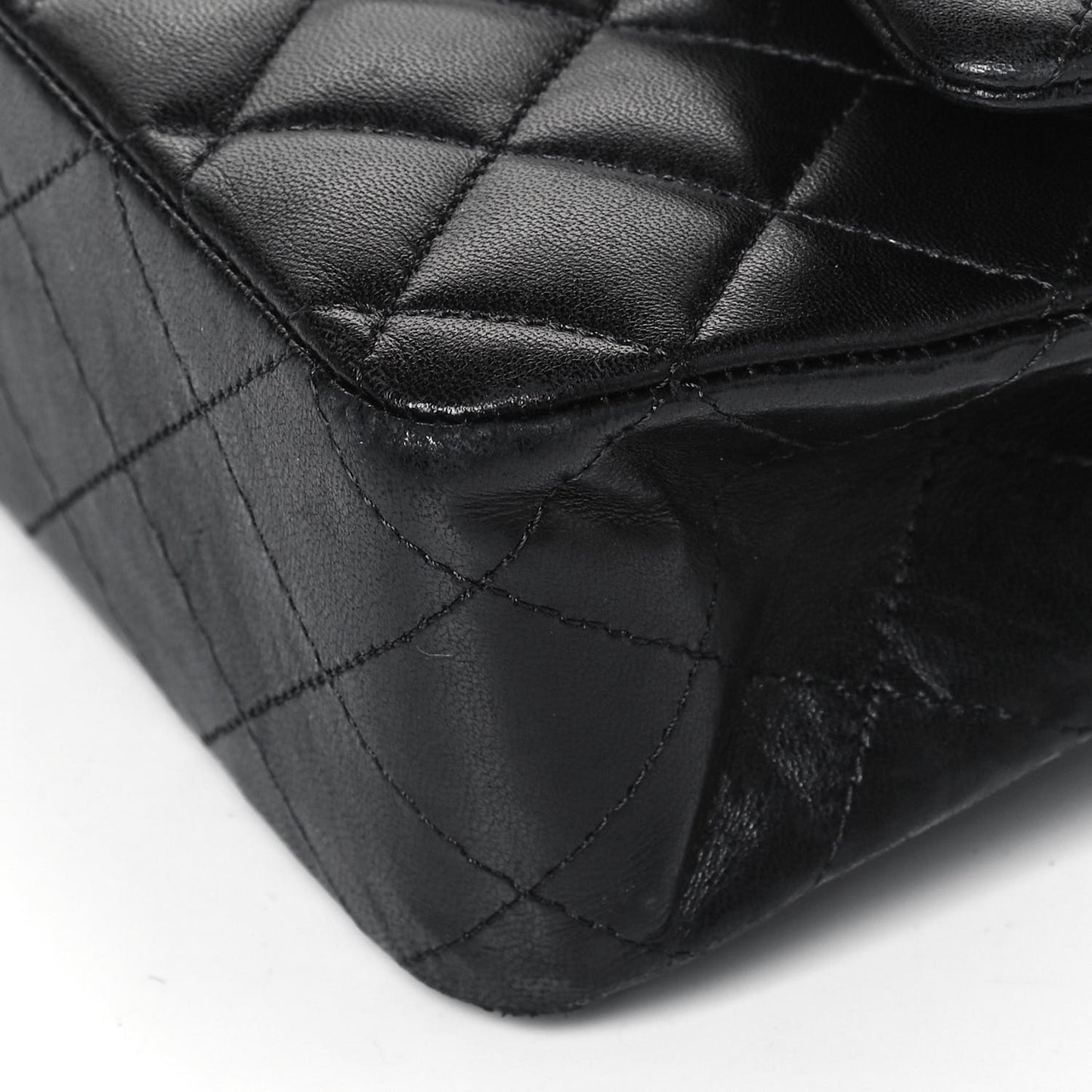 Lambskin Quilted Medium Double Flap Black