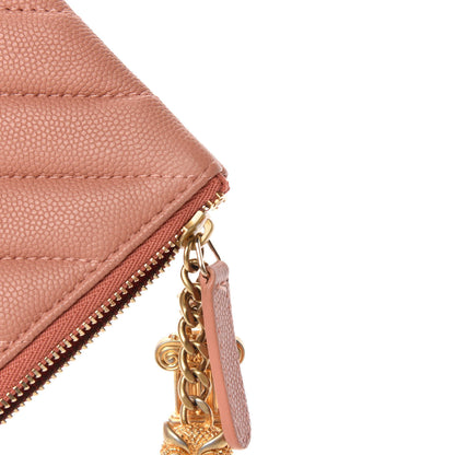 Chanel Caviar Chevron Quilted Small Ancient Greek Charms Cosmetic Case Dark Beige 6 of 9