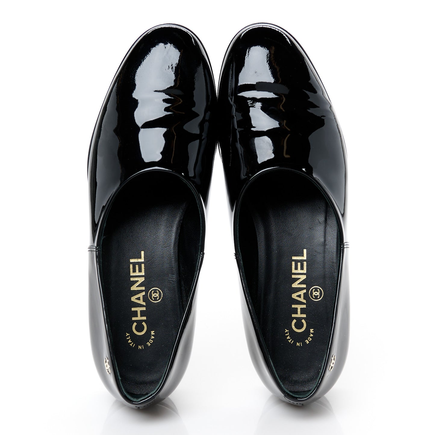 Patent Calfskin Moccasin Loafers 36.5 Black