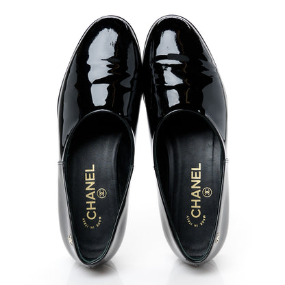 Chanel Patent Calfskin Moccasin Loafers 36.5 Black 2 of 9