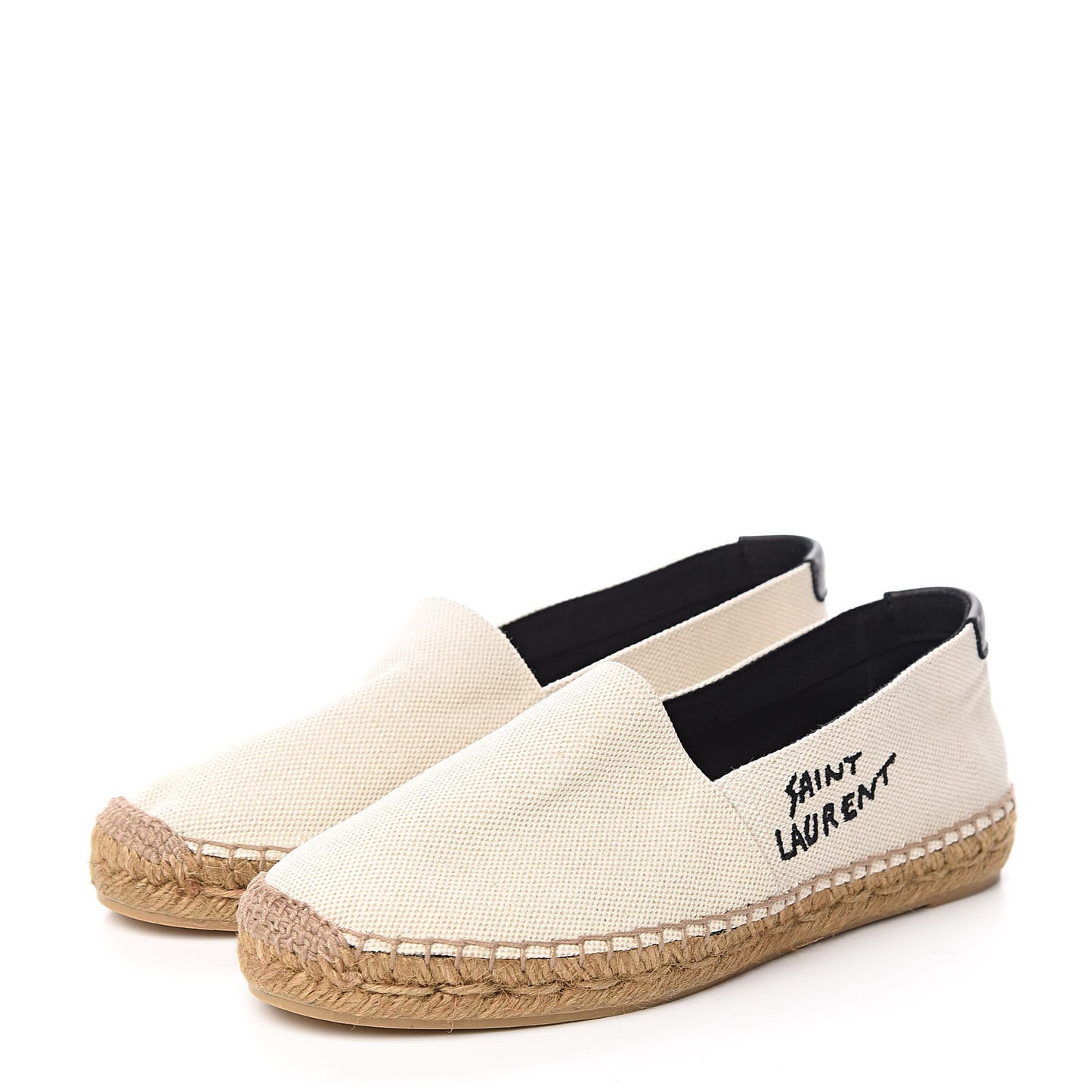 Canvas Nappa Elba Light Logo Embroidered Espadrilles 36.5 Panna