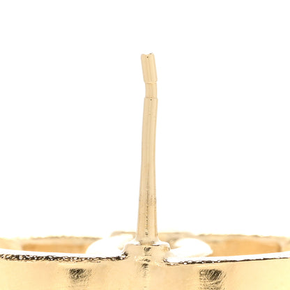 Chanel Metal Tweed Effect CC Earrings Gold 5 of 7