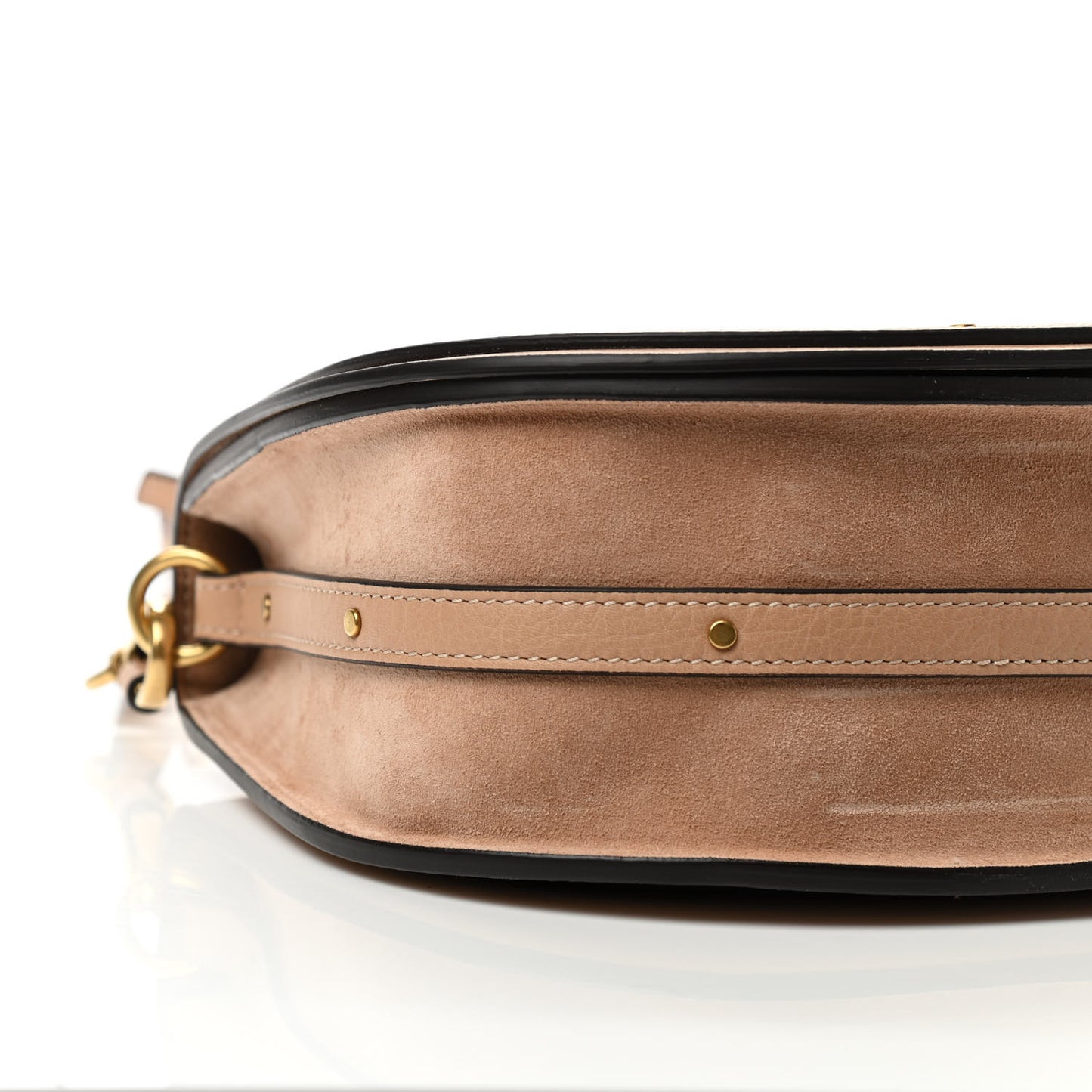 Calfskin Suede Medium Nile Bracelet Bag Biscotti Beige