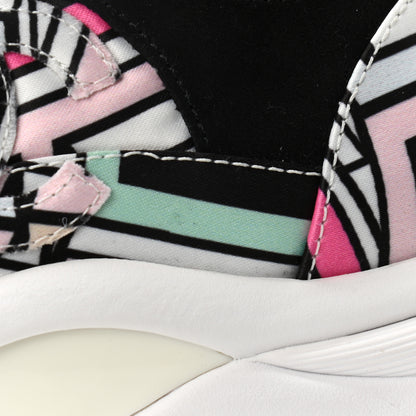 Chanel Suede Calfskin Nylon Geometric Print CC Sneakers 39 White Multicolor 8 of 10