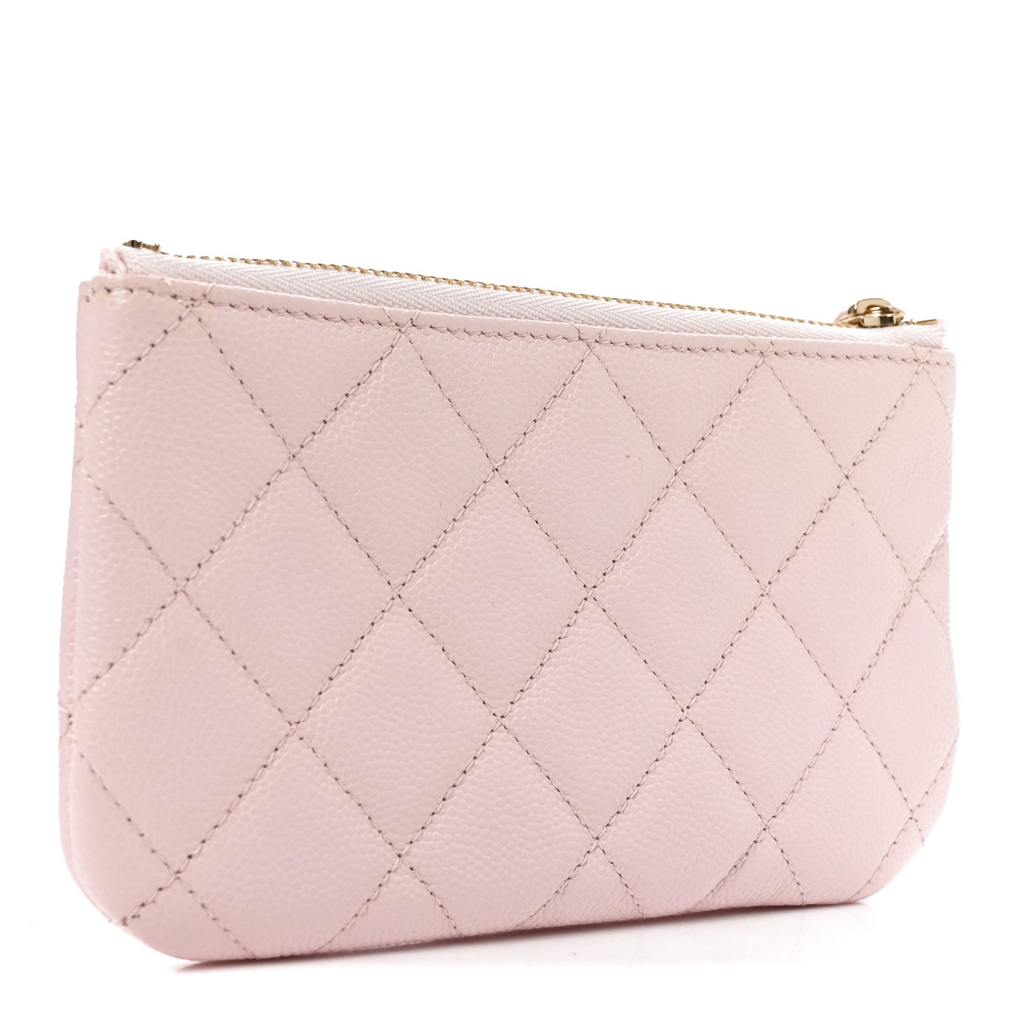 Caviar Quilted Small Cosmetic Case Light Pink