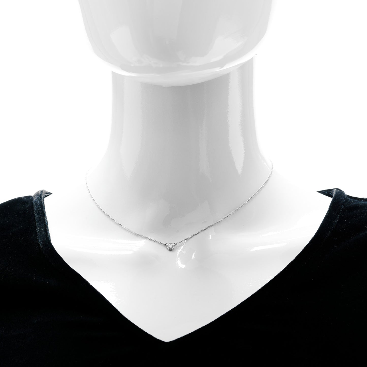 Platinum Diamond .17ct Elsa Peretti Diamonds by the Yard Pendant Necklace