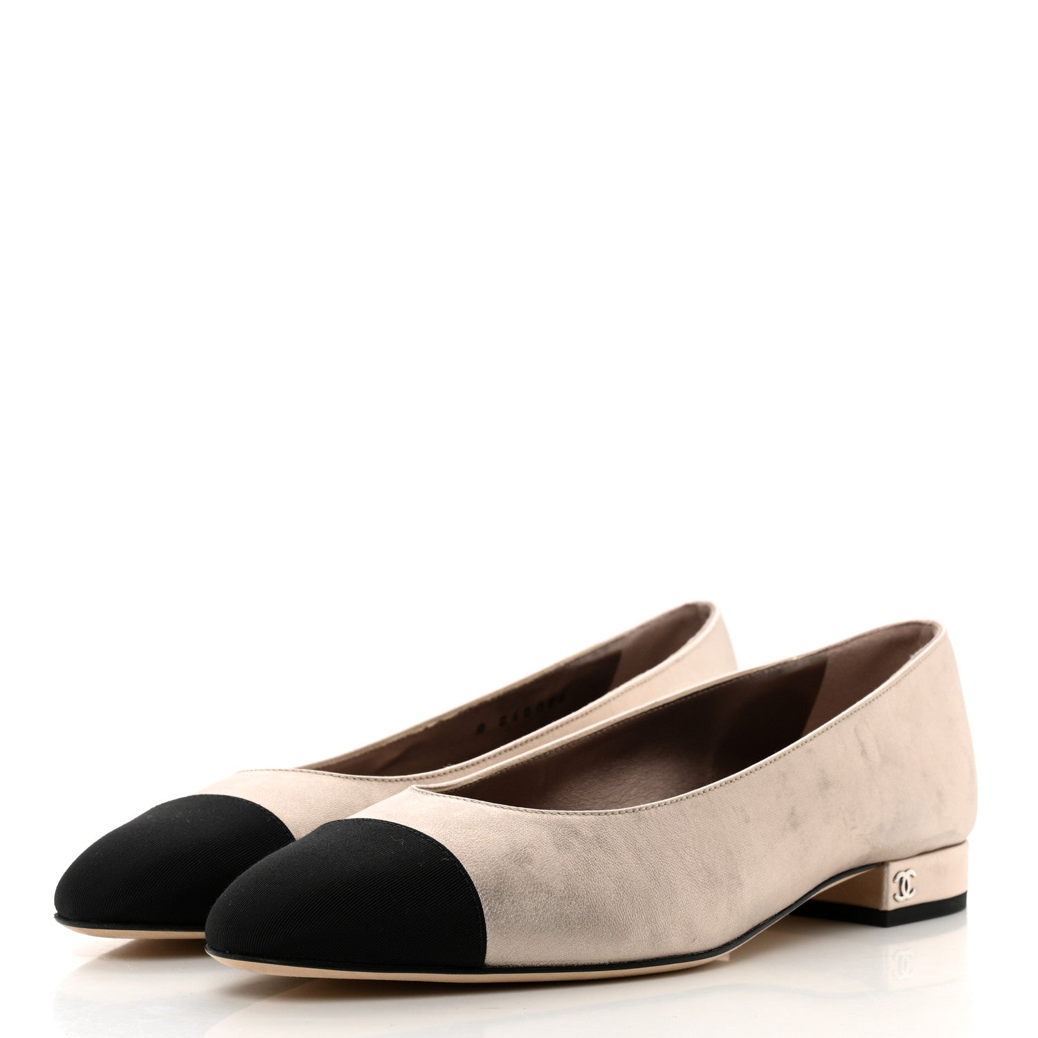 Chanel Laminated Lambskin Grosgrain Cap Toe CC Ballerina Flats 38.5 Copper Black 3 of 8
