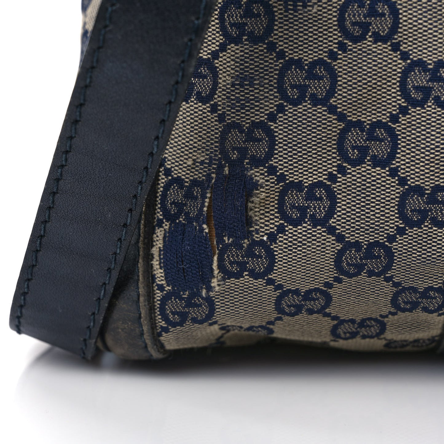 Monogram Selleria Calfskin Vintage Web Medium Boston Beige Blue