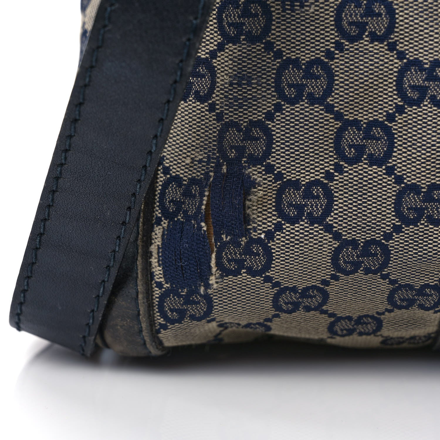 Gucci Monogram Selleria Calfskin Vintage Web Medium Boston Beige Blue 12 of 18