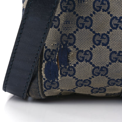 Gucci Monogram Selleria Calfskin Vintage Web Medium Boston Beige Blue 12 of 18
