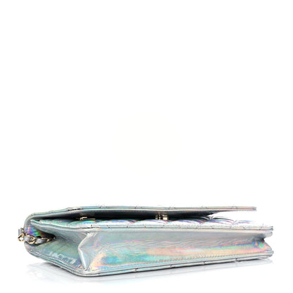 Chanel Iridescent Goatskin Quilted Wallet On Chain WOC Silver 8 of 11