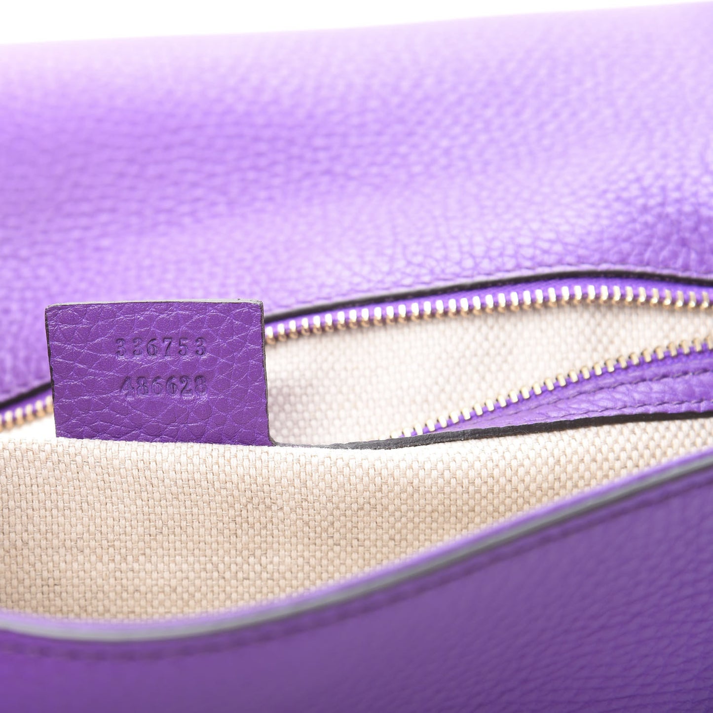 Pebbled Calfskin Medium Soho Clutch Shine Purple