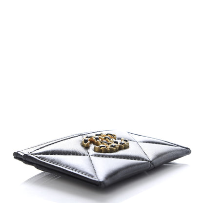 Chanel Shiny Goatskin Quilted Chanel 19 Card Holder Black 4 of 9
