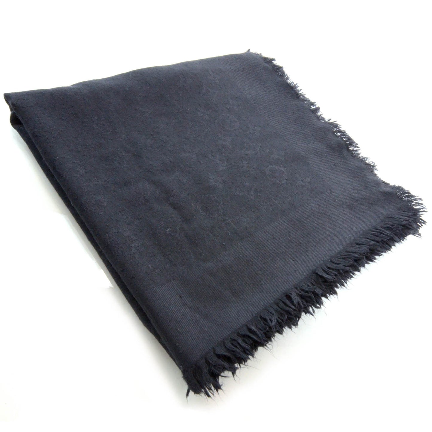 Silk Wool Monogram Shawl Black