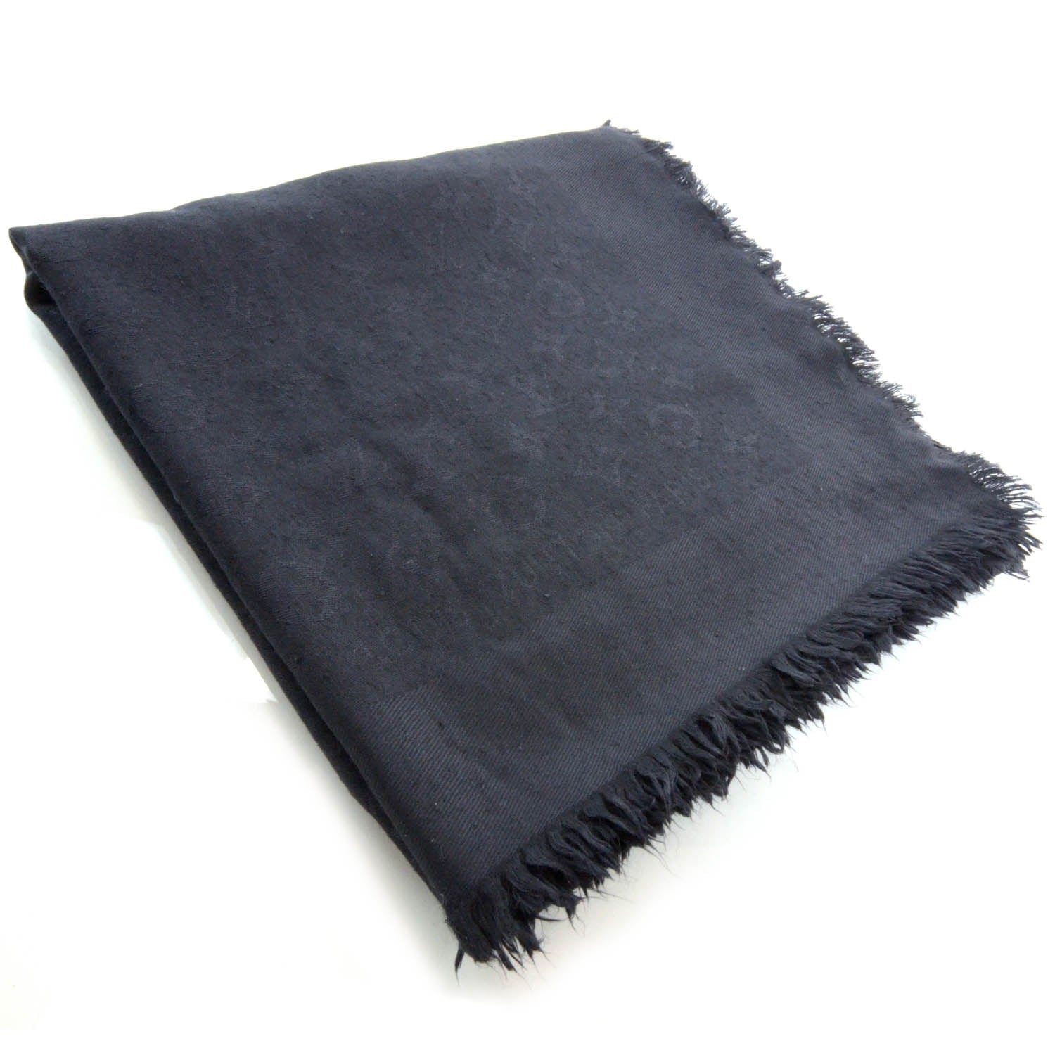 Louis Vuitton Silk Wool Monogram Shawl Black 2 of 5