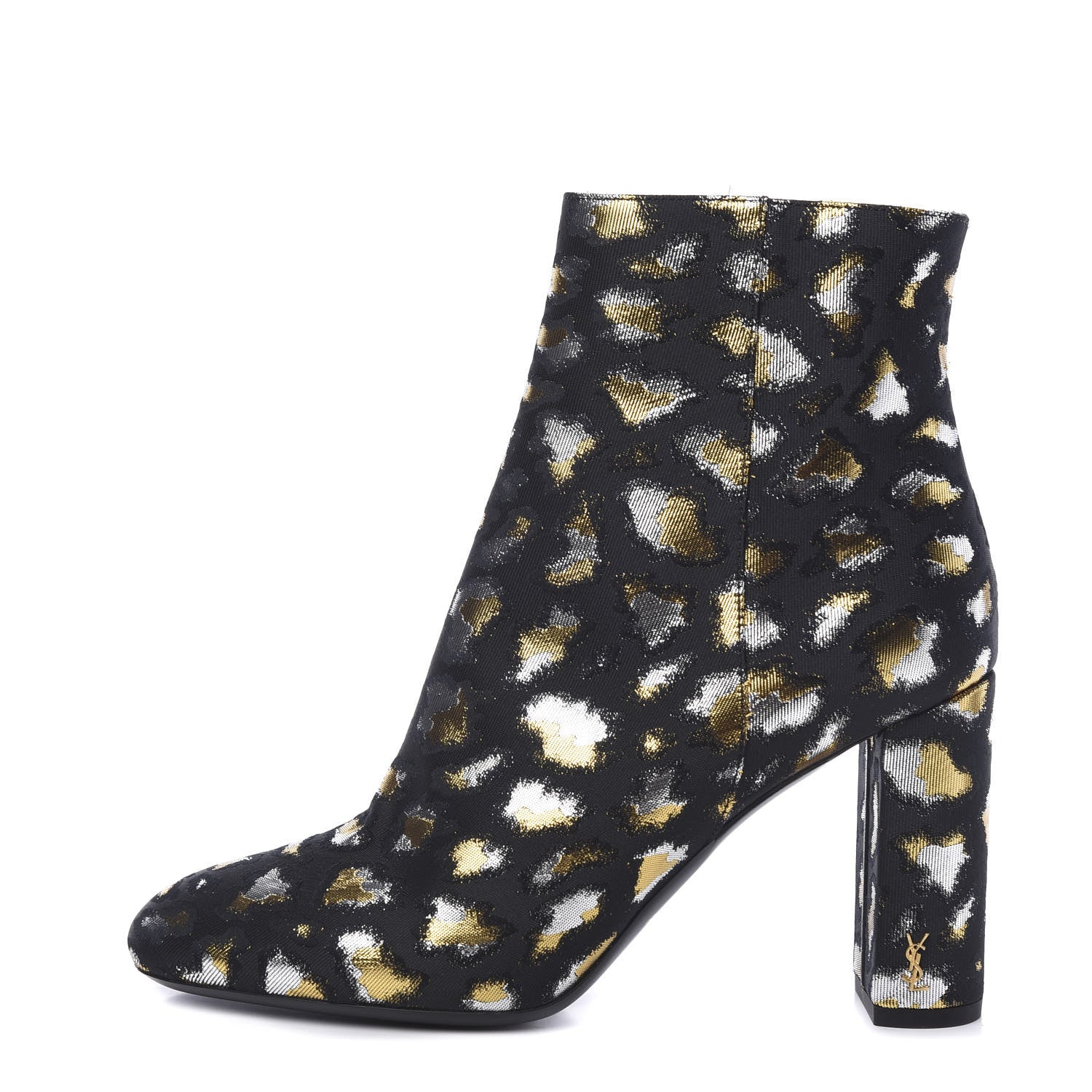 Saint Laurent Jacquard Leopard Loulou Ankle Boots 38 Oro 1 of 9