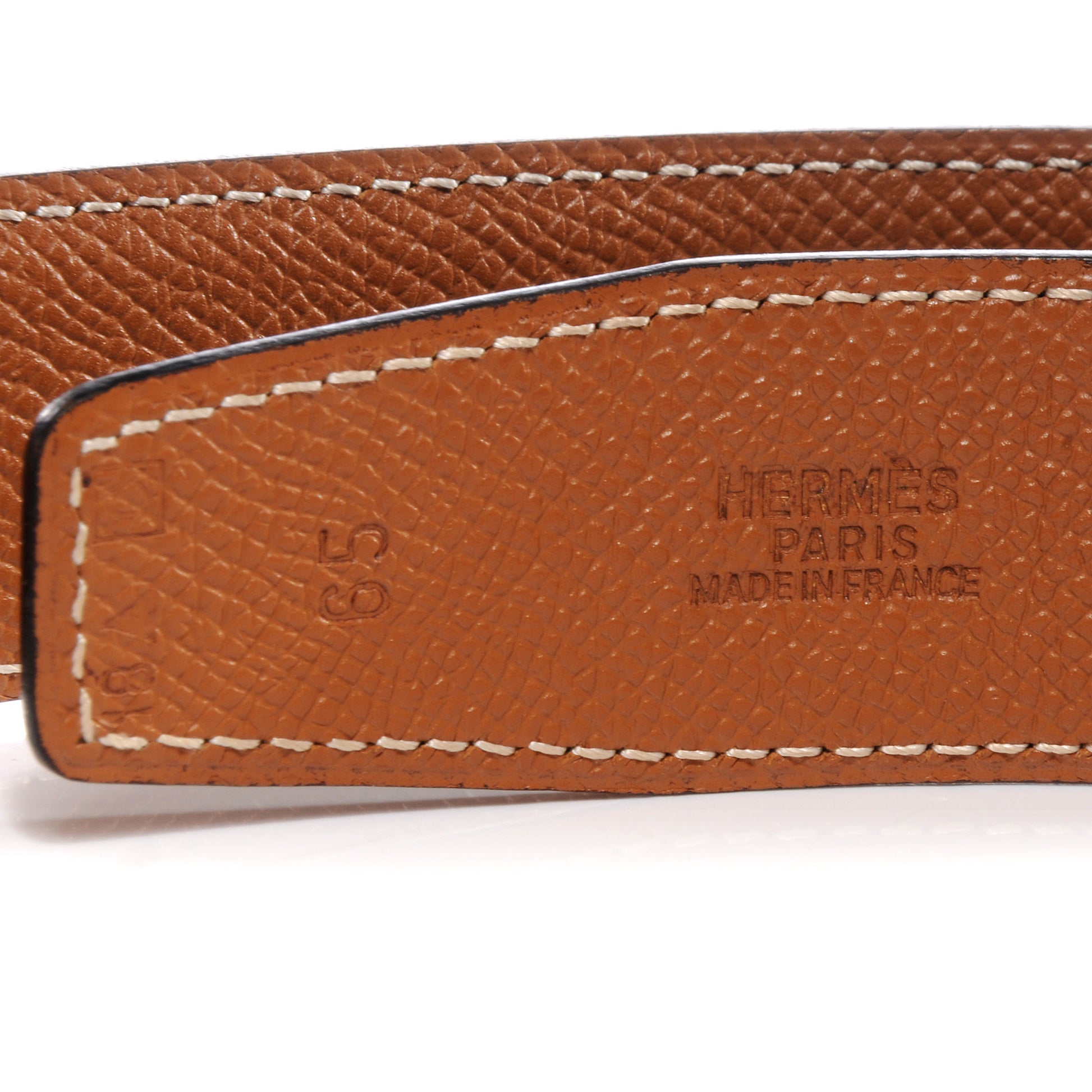 Hermes Box Courchevel 32mm H Belt 65 Black Gold 8 of 9