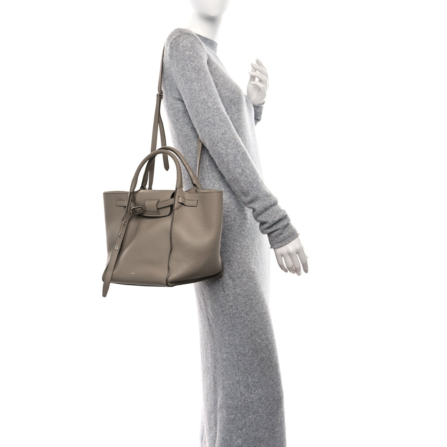 Supple Calfskin Long Strap Small Big Bag Light Taupe