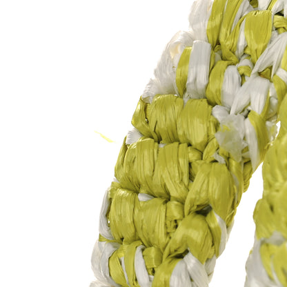 Prada Yarn Raffia Effect Crochet Embroidered Small Logo Tote Citron Yellow 9 of 9