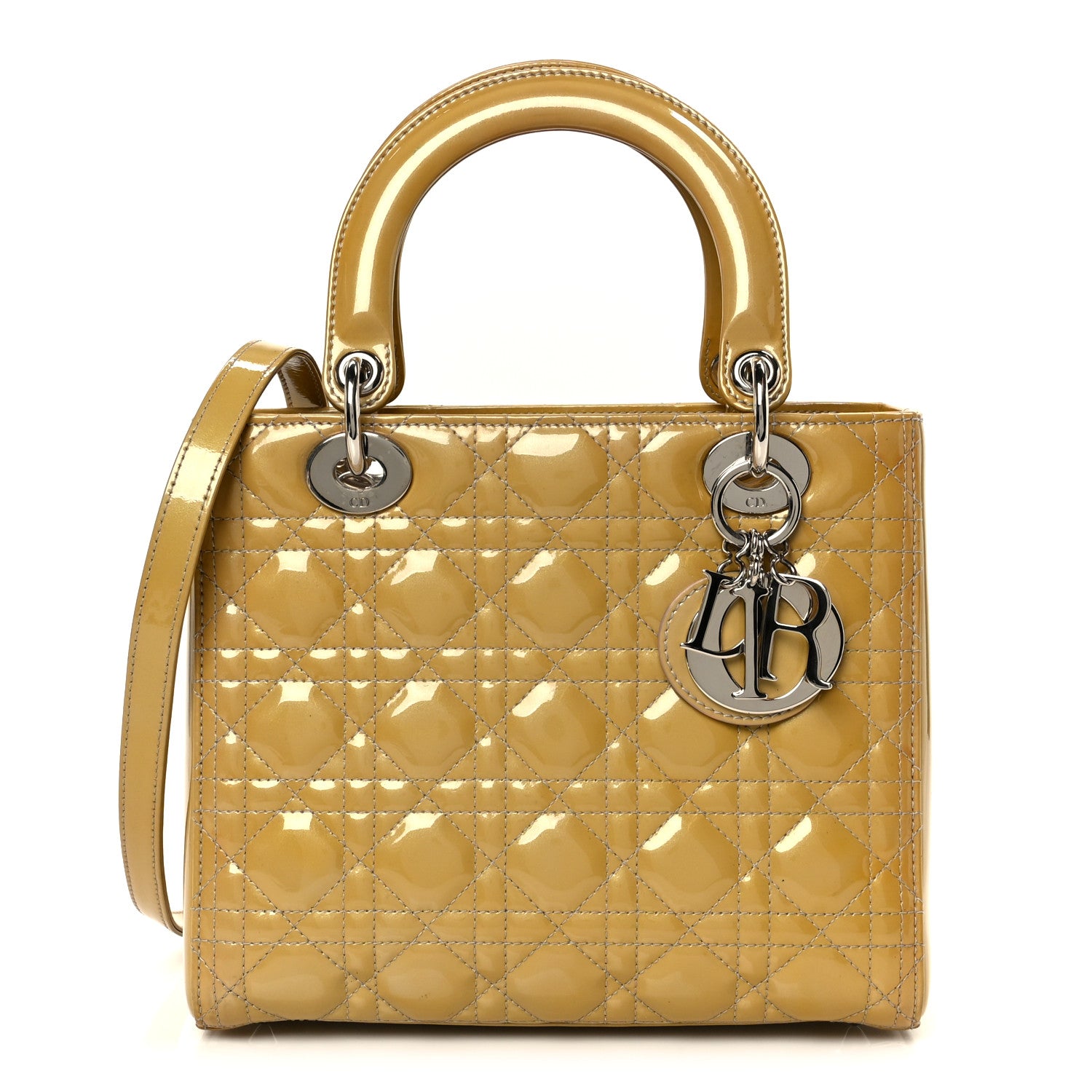 Christian Dior Patent Cannage Medium Lady Dior Beige 1 of 10