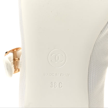 Chanel Canvas Mary Jane Flats 38 White 7 of 9