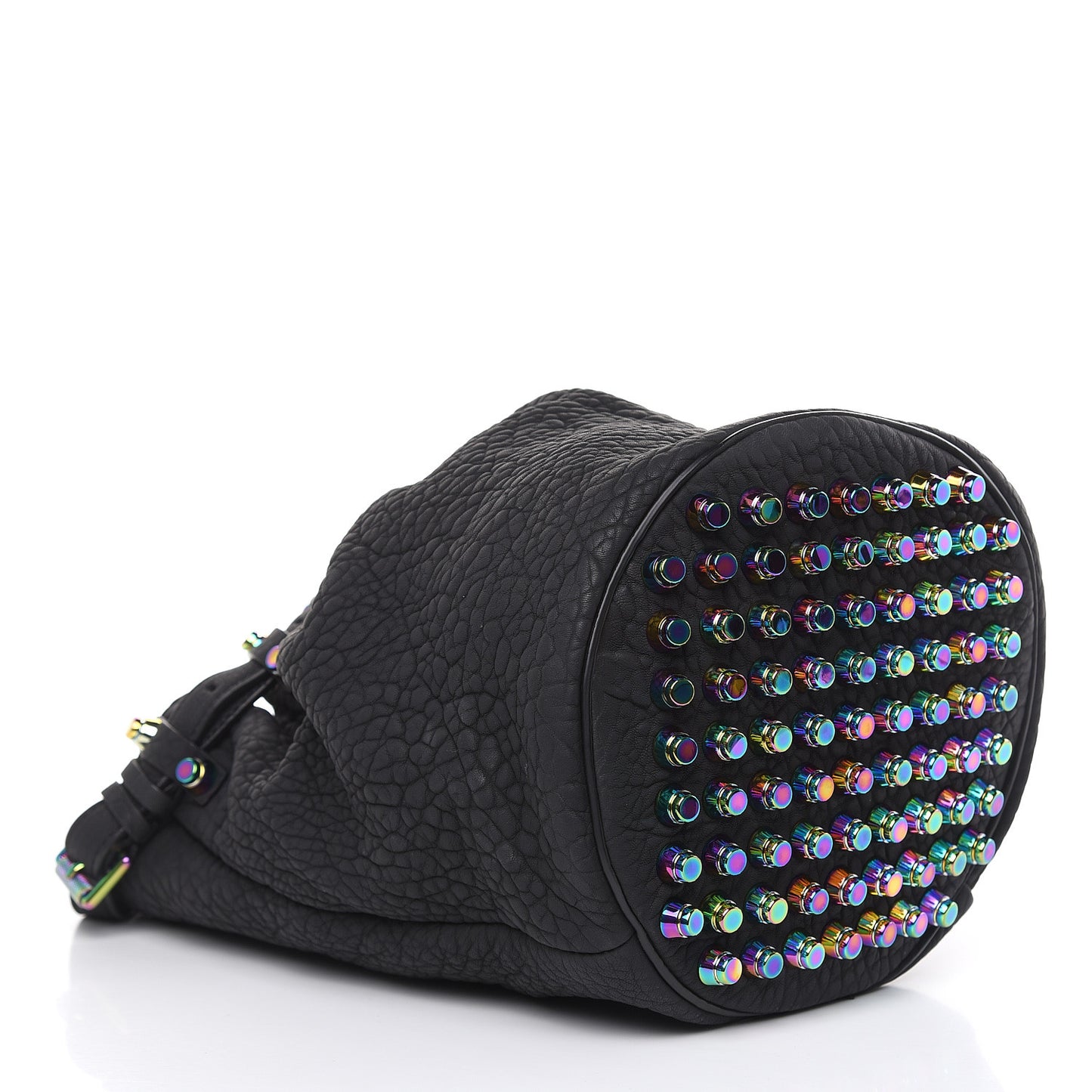 Pebbled Lambskin Diego Bucket Black Iridescent Hardware