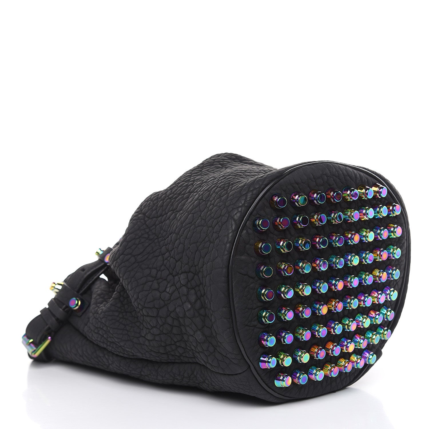 Alexander Wang Pebbled Lambskin Diego Bucket Black Iridescent Hardware 4 of 10