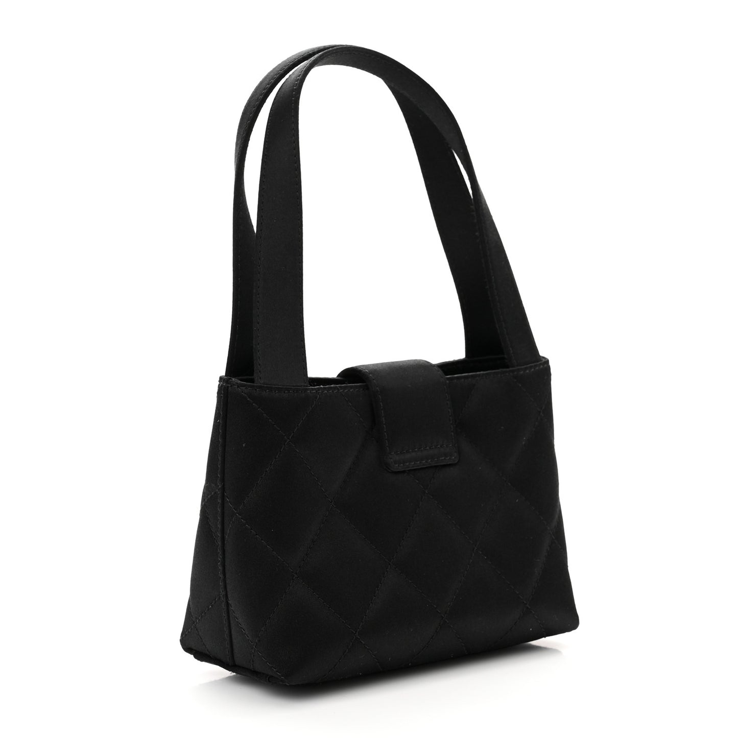 Satin Quilted Mini Shoulder Bag Black