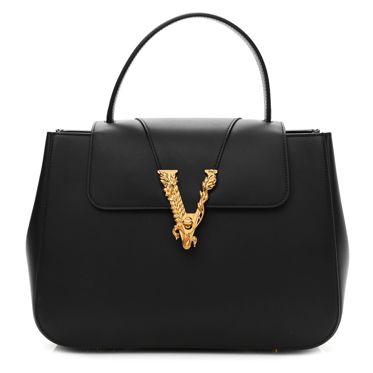 Versace Vitello Barocco Virtus Small Top Handle Shoulder Bag Black 1 of 9