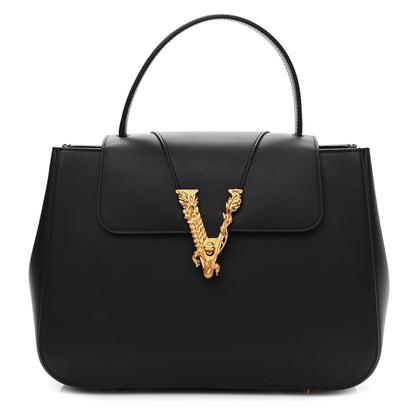 Versace Vitello Barocco Virtus Small Top Handle Shoulder Bag Black 1 of 9