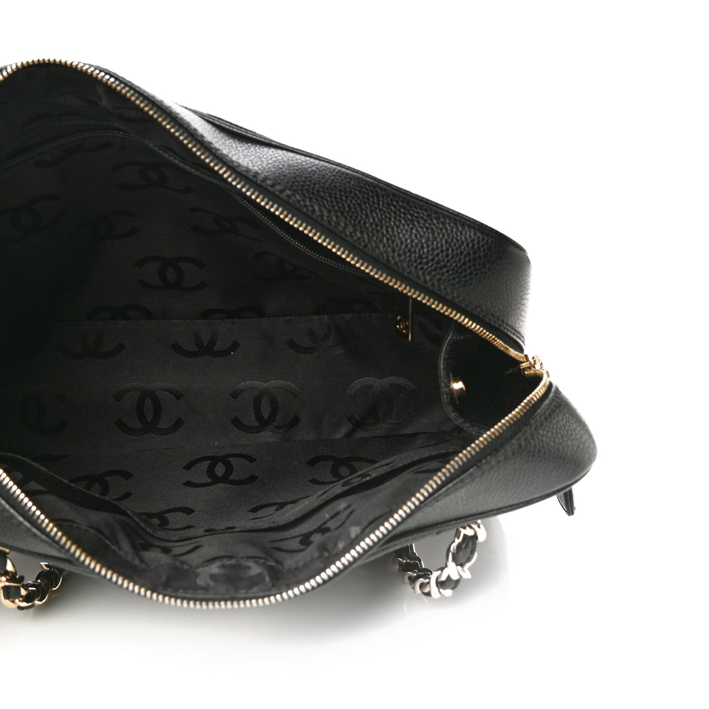 Caviar Chevron Quilted Camera Case Black