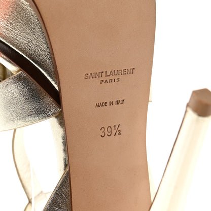 Saint Laurent Metallic Calfskin Tribute 105 Platform Sandals 39.5 Gold 6 of 8