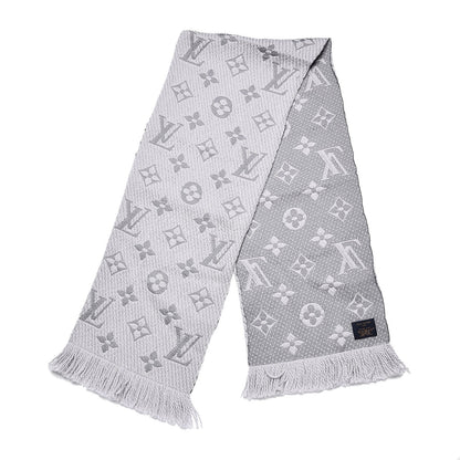 Louis Vuitton Wool Silk Logomania Scarf Pearl Grey 3 of 4