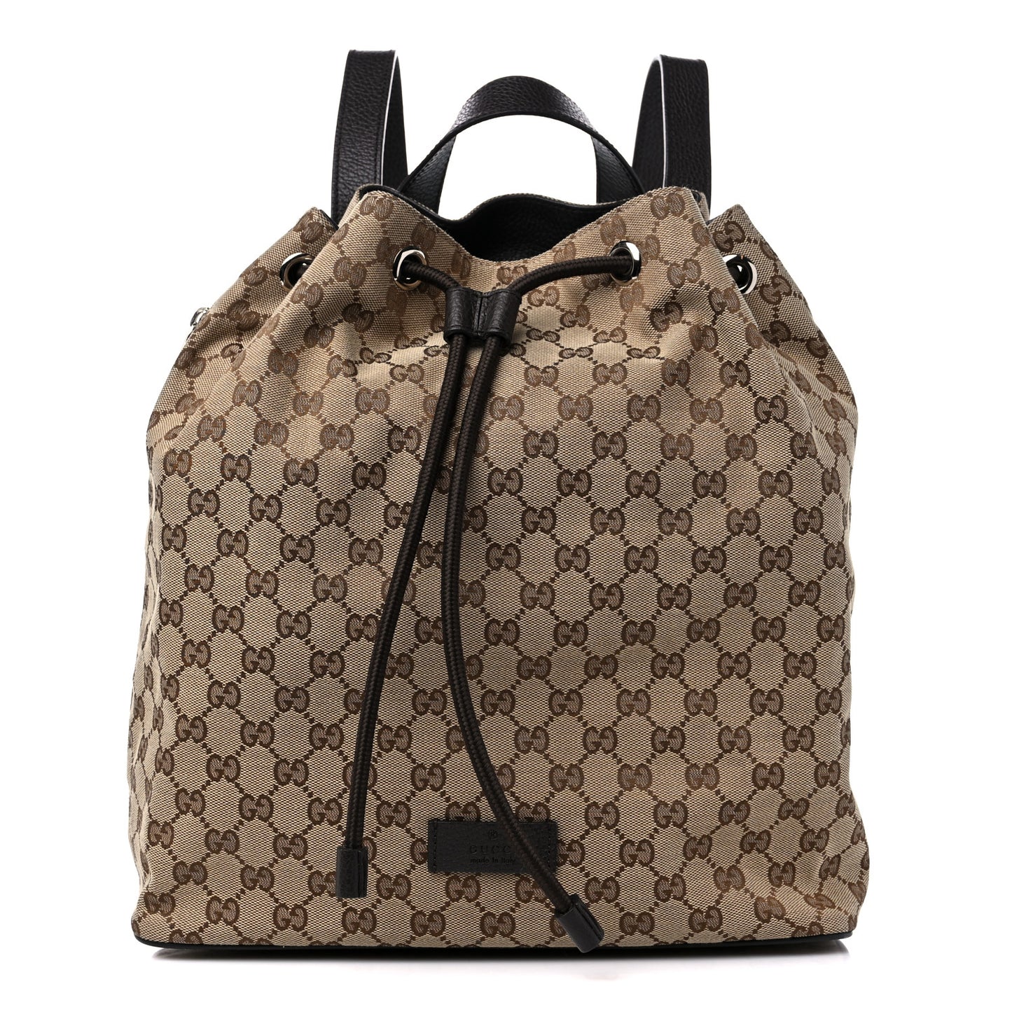 Monogram Dollar Calfskin O Drawstring Backpack Beige Ebony Testa di Moro Dark Chocolate