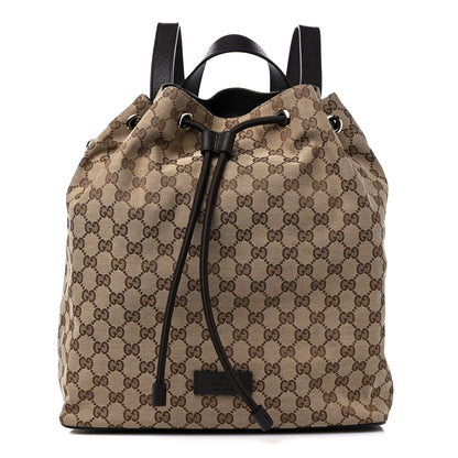 Gucci Monogram Dollar Calfskin O Drawstring Backpack Beige Ebony Testa di Moro Dark Chocolate 1 of 9