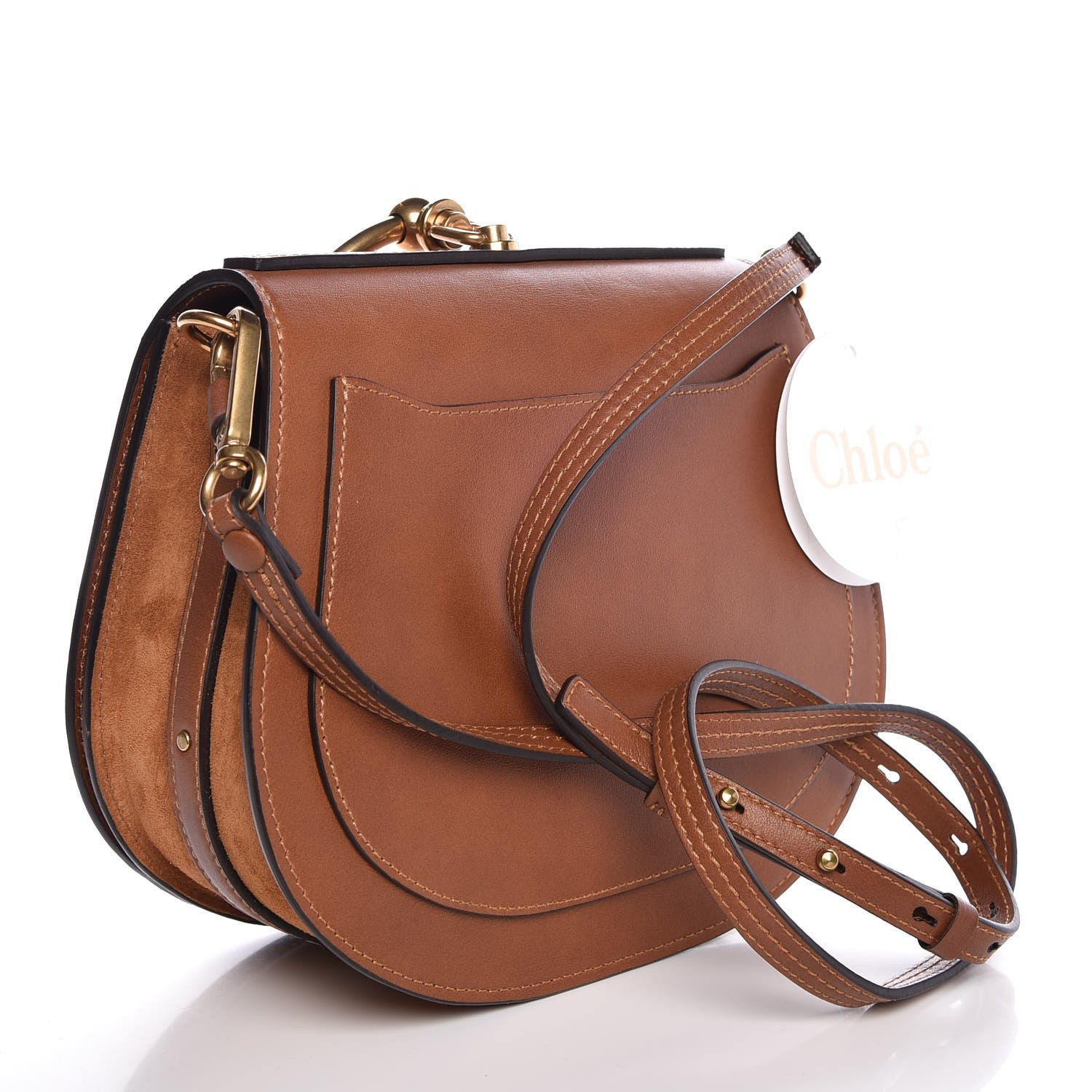 Chloe Calfskin Suede Medium Nile Bracelet Bag Caramel 3 of 8