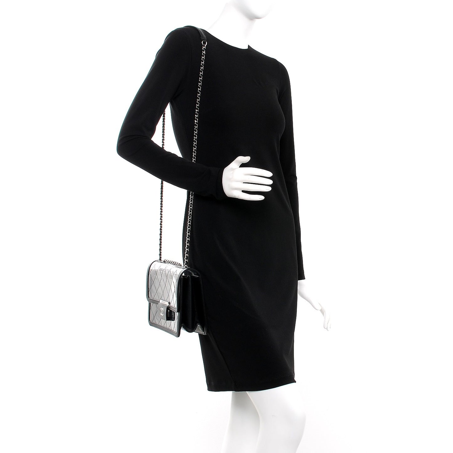 PVC Lambskin Quilted Beauty Lock Flap Black