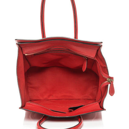 Celine Drummed Calfskin Mini Luggage Coquelicot 5 of 9
