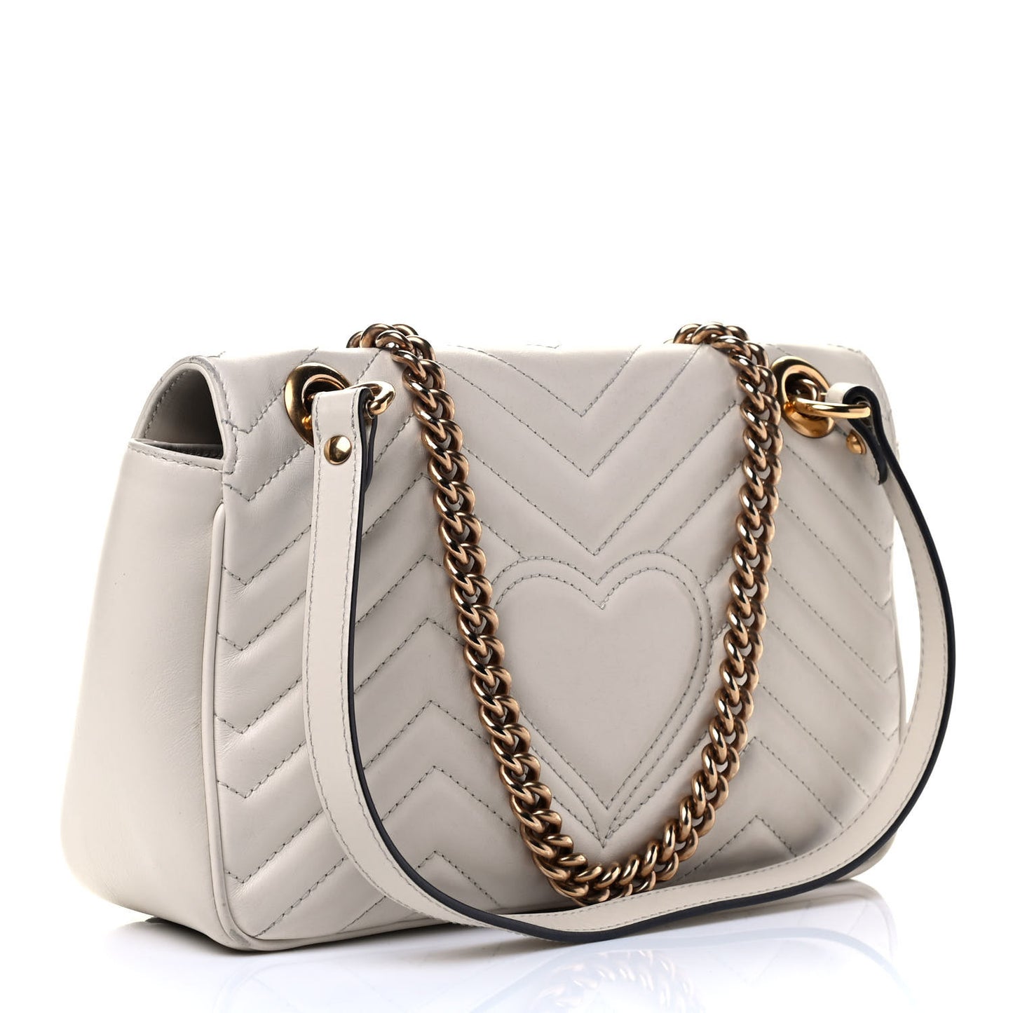 Calfskin Matelasse Small GG Marmont Shoulder Bag White